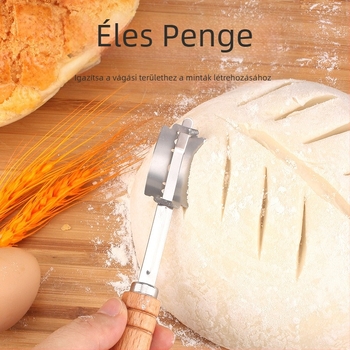 Rozsdamentes acél kenyérjavító kések Sütőeszközök Fa nyéllel ellátott tésztavágó kés Bagettvágó kés Kenyérvágó kés