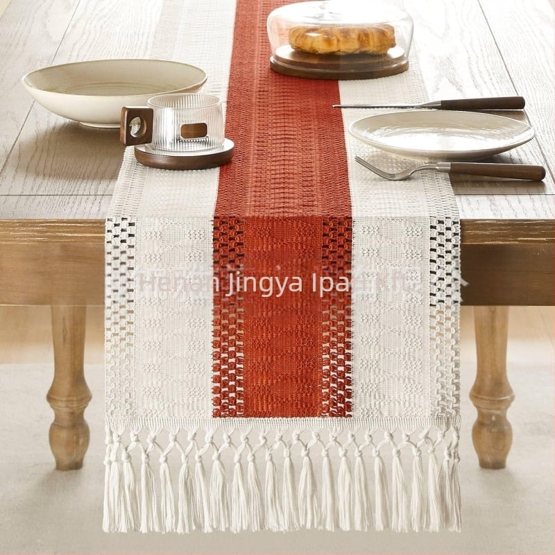 Amazon asztali zászló pamut és len csíkos varrással, kétszínű szőtt bojt nélküli pásztorruha abrosz gyártók által szállítva