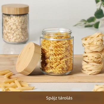 Határokon átnyúló Amazon bambusz fedél tárolóedény kávébab üveg lezárt üveg konyhai élelmiszer dió snack tárolóedény