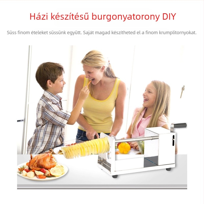 Kereskedelmi rozsdamentes acél burgonyatorony Gép Kézi burgonyatorony gép Burgonyaszeletelő burgonyachips gép Burgonyagép Ciklon burgonyagép