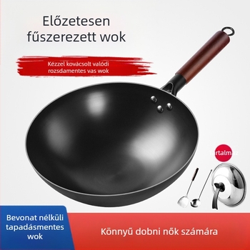 Egy darabból álló szállítás régimódi kerek aljú vasfazék nyelves végű csúszásmentes aljú háztartási főzőedény bevonat nélküli nitridált főtt vasfazék