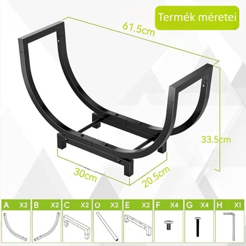 Tűzifa tároló állvány Fém tűzifa rakás állvány Fa tároló állvány Beltéri kandalló Tűzifa tároló és rendszerező állvány Fa kiállítás