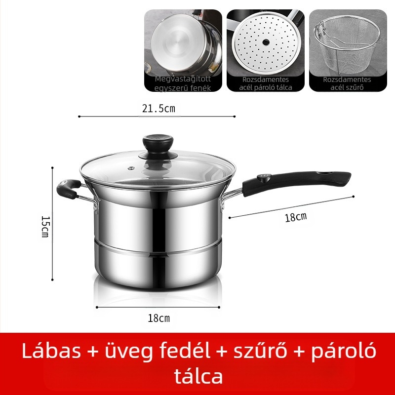 Amazon határokon átnyúló rozsdamentes acél fritőz háztartási multifunkcionális leveses fazék gőzölő és főző tésztafazék ajándék nagykereskedelem