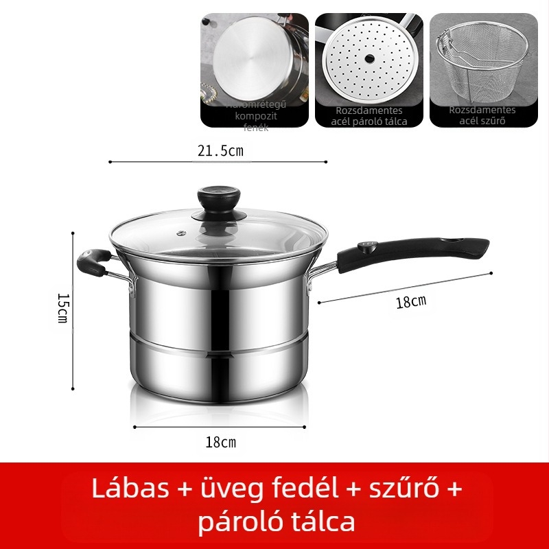 Amazon határokon átnyúló rozsdamentes acél fritőz háztartási multifunkcionális leveses fazék gőzölő és főző tésztafazék ajándék nagykereskedelem