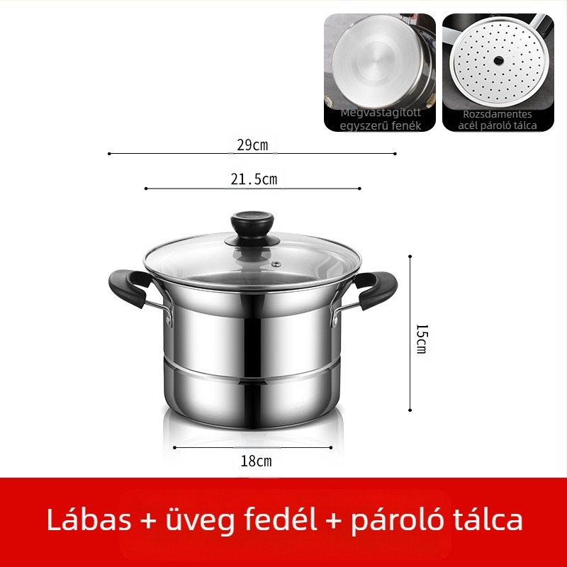 Amazon határokon átnyúló rozsdamentes acél fritőz háztartási multifunkcionális leveses fazék gőzölő és főző tésztafazék ajándék nagykereskedelem