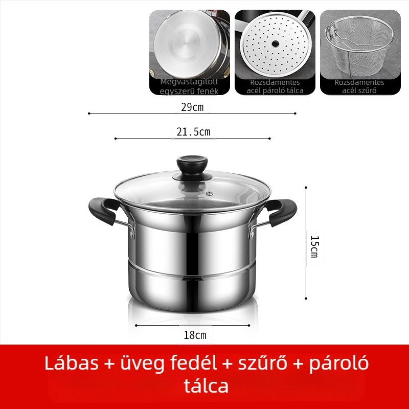 Amazon határokon átnyúló rozsdamentes acél fritőz háztartási multifunkcionális leveses fazék gőzölő és főző tésztafazék ajándék nagykereskedelem