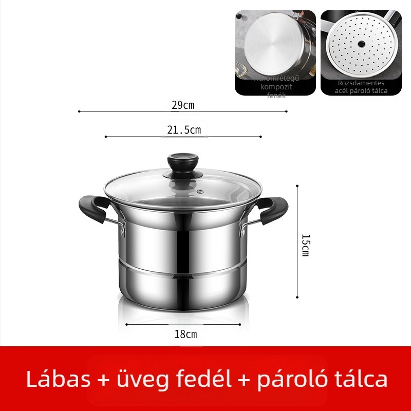 Amazon határokon átnyúló rozsdamentes acél fritőz háztartási multifunkcionális leveses fazék gőzölő és főző tésztafazék ajándék nagykereskedelem