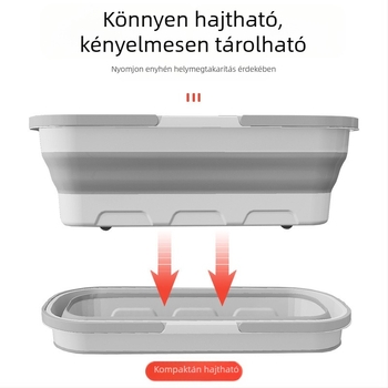 Kültéri hordozható kompressziós horgász hordható szilikon összecsukható vödör többfunkciós háztartási kéz nélküli mosás lusta felmosó vödörrel