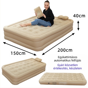 Határokon átnyúló új kültéri felfújható matrac pelyhesítő PVC felfújható ágy beépített pumpával egy- és kétszemélyes automata felfújható matrac