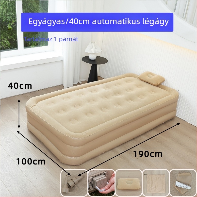 Határokon átnyúló új kültéri felfújható matrac pelyhesítő PVC felfújható ágy beépített pumpával egy- és kétszemélyes automata felfújható matrac