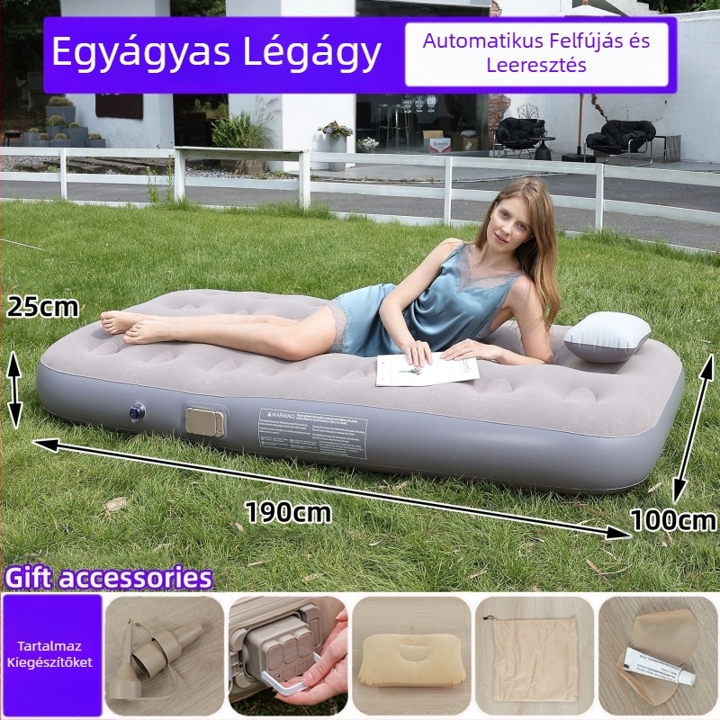 Határokon átnyúló új kültéri felfújható matrac pelyhesítő PVC felfújható ágy beépített pumpával egy- és kétszemélyes automata felfújható matrac