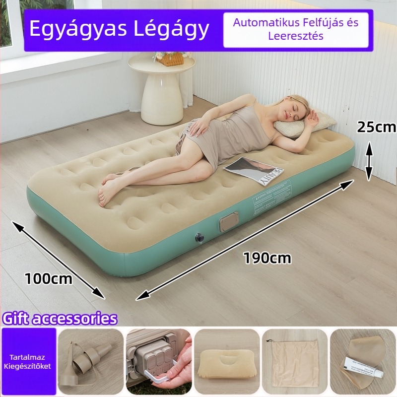 Határokon átnyúló új kültéri felfújható matrac pelyhesítő PVC felfújható ágy beépített pumpával egy- és kétszemélyes automata felfújható matrac