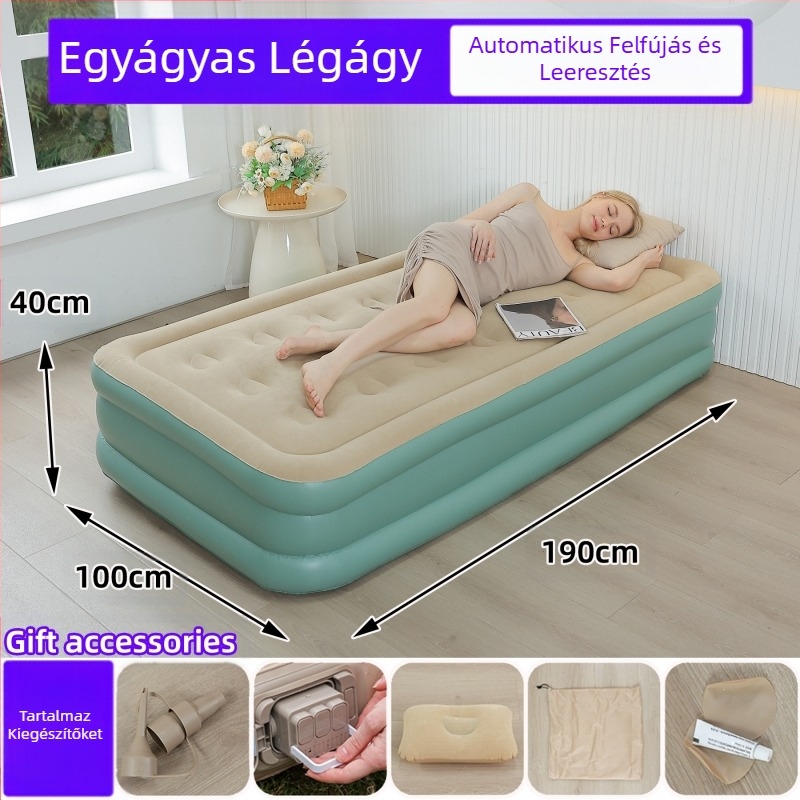 Határokon átnyúló új kültéri felfújható matrac pelyhesítő PVC felfújható ágy beépített pumpával egy- és kétszemélyes automata felfújható matrac