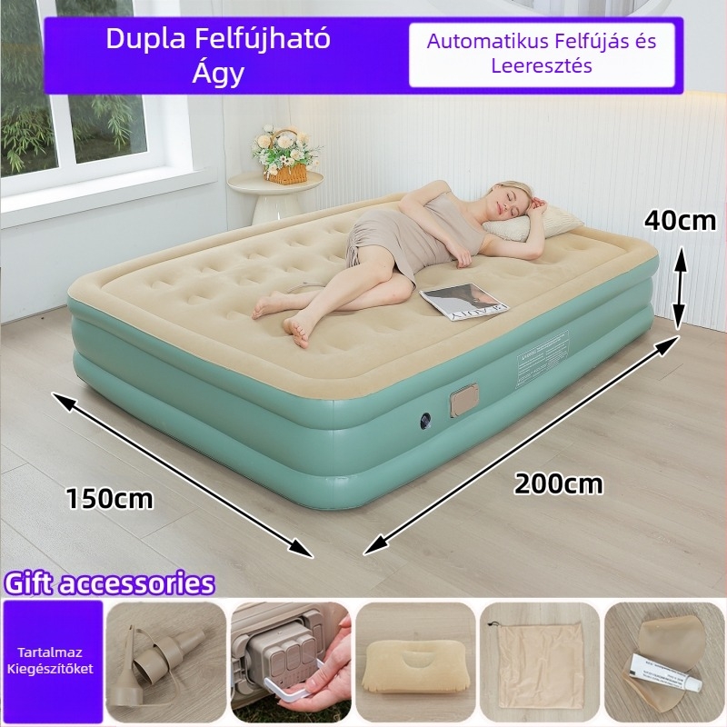 Határokon átnyúló új kültéri felfújható matrac pelyhesítő PVC felfújható ágy beépített pumpával egy- és kétszemélyes automata felfújható matrac