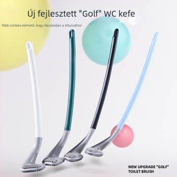 Háztartási, nem holtszögű WC-tisztító, öntisztító szilikon hosszú nyelű kefe, falra szerelhető golf WC-kefe, WC-kefe