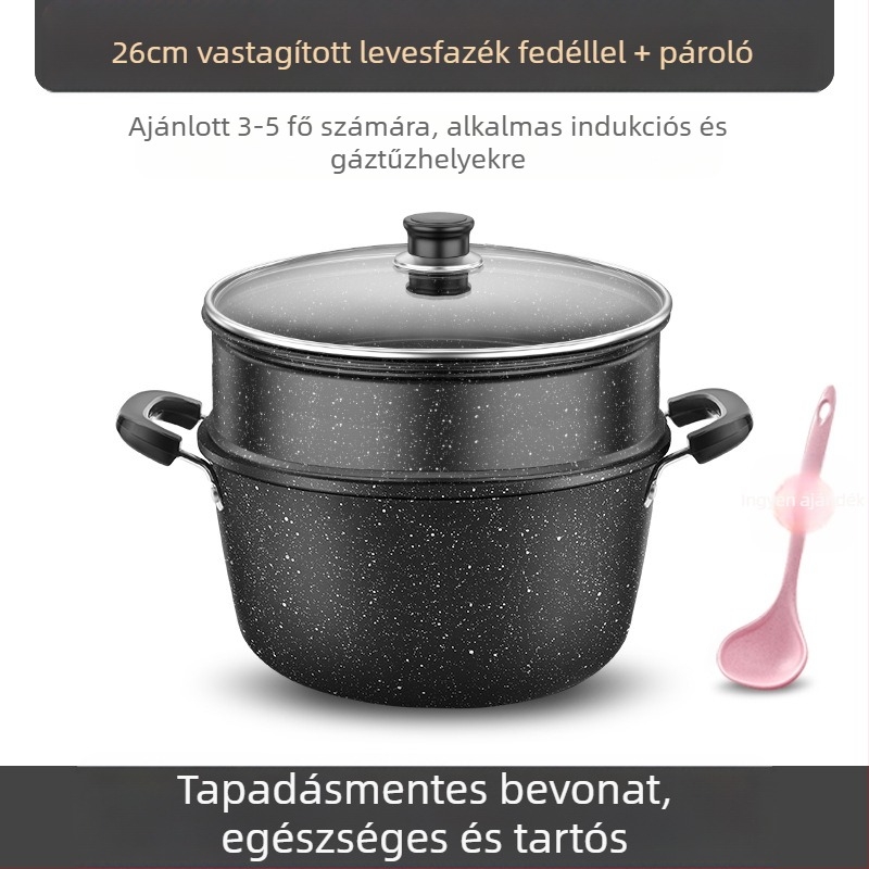 Orvosi kőből készült leveses fazék, háztartási tapadásmentes edény, univerzális tűzhely, dupla fülű pörköltfazék, nagy kapacitású leveses fazék, party forró edény