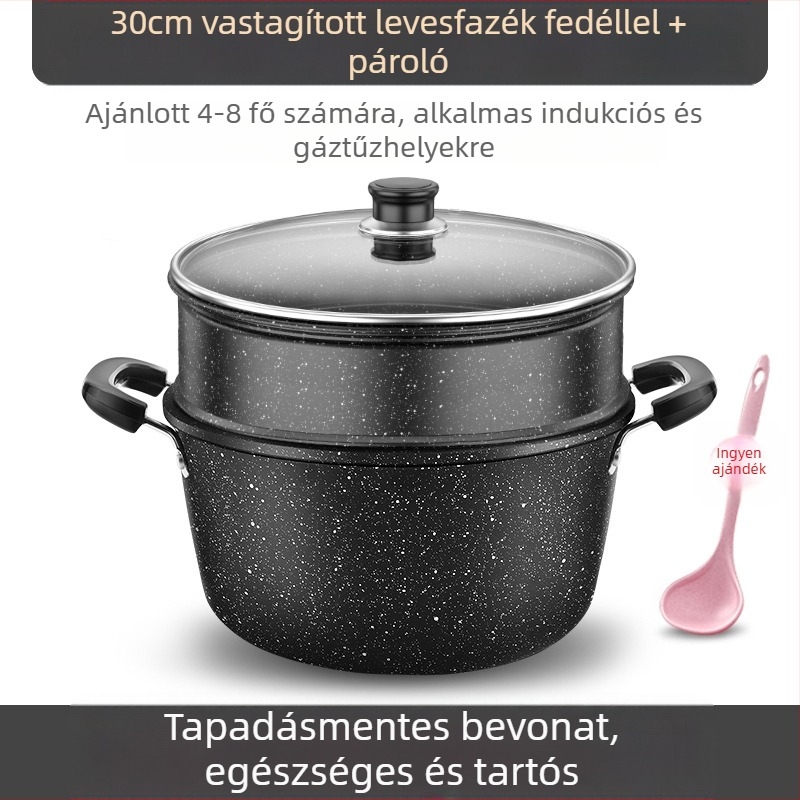 Orvosi kőből készült leveses fazék, háztartási tapadásmentes edény, univerzális tűzhely, dupla fülű pörköltfazék, nagy kapacitású leveses fazék, party forró edény