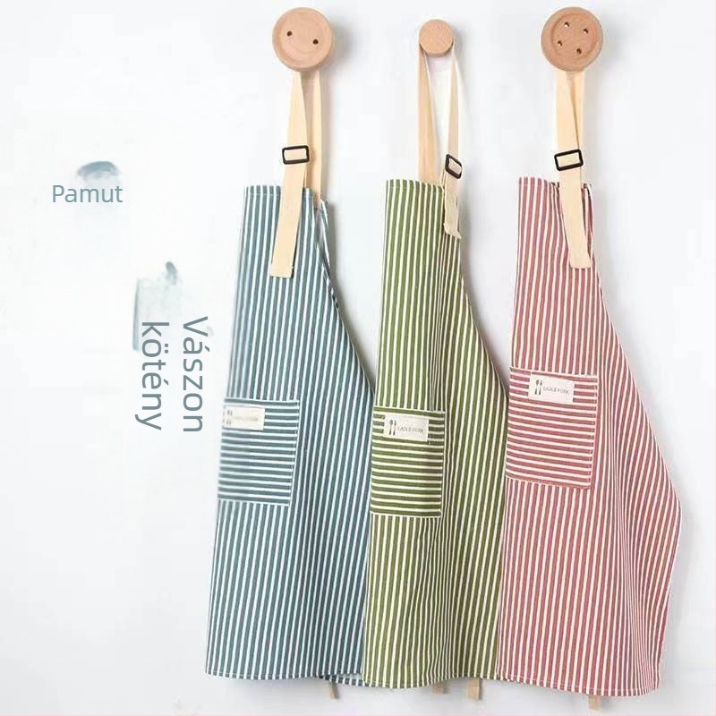 Reklám pamut és lenvászon csíkos kötény háztartási éttermi kötény háztartási konyhai kötény