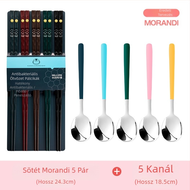 Macaron ötvözetből készült háztartási evőpálcikák antibakteriális, penészgátló, csúszásgátló, kiváló minőségű, kiváló értékű, élelmiszeripari minőségű gyors evőpálcikák