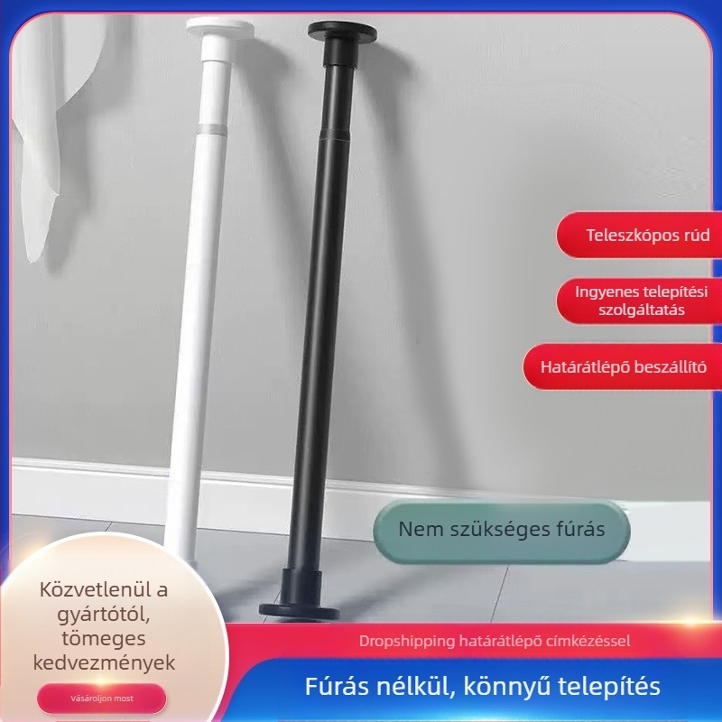 Határokon átnyúló nagykereskedelmi lyukasztásmentes teleszkópos rúd ruhaszárító állvány többcélú rúd ruhaszárító rúd hálószoba függönyrúd fürdőszoba zuhanyfüggöny rúd