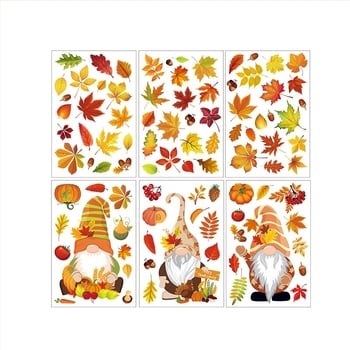 Határokon átnyúló Hálaadás Határokon átnyúló Őszi Fallout Szimuláció Juharlevél Kreatív Elektrosztatikus Matrica Üvegablak Dekoratív Festmény Falmatricák