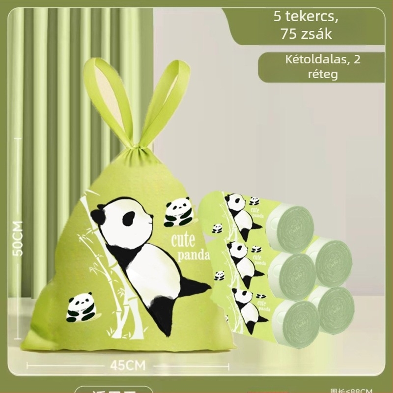 Panda stílusú nyúl téphető húzózsinóros szemeteszsák nemzeti trendi extrakciós vastagított tisztítózsák zárótáska konyhai tekercselés és zsinórozás