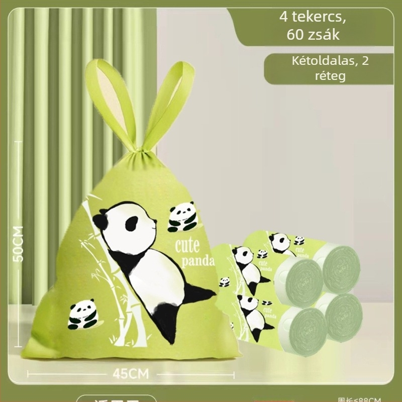Panda stílusú nyúl téphető húzózsinóros szemeteszsák nemzeti trendi extrakciós vastagított tisztítózsák zárótáska konyhai tekercselés és zsinórozás