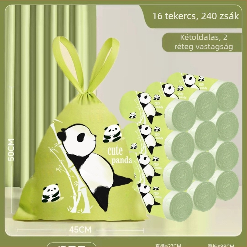 Panda stílusú nyúl téphető húzózsinóros szemeteszsák nemzeti trendi extrakciós vastagított tisztítózsák zárótáska konyhai tekercselés és zsinórozás