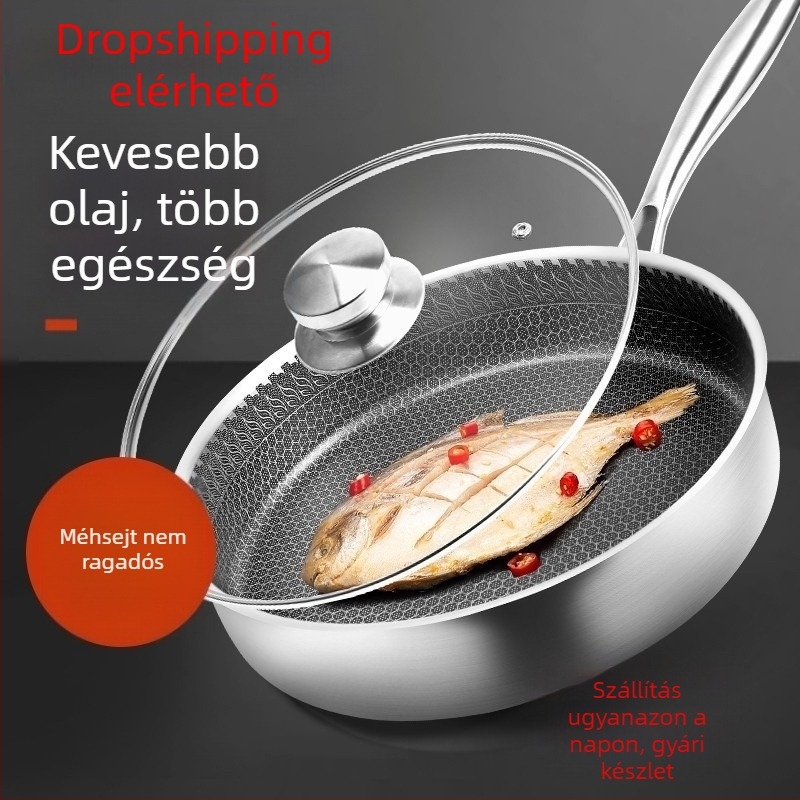 Indukciós tűzhelyen tapadásmentes serpenyőben kis serpenyőben 304 rozsdamentes acélból készült sült hal steak tojás palacsinta serpenyő méhsejt serpenyőben