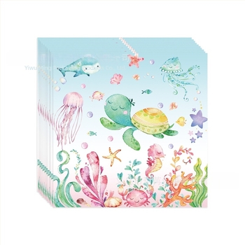 Új víz alatti világ óceán témájú gyermek születésnapi parti kellékek eldobható papírtányér papírpohár papírzsebkendő készlet