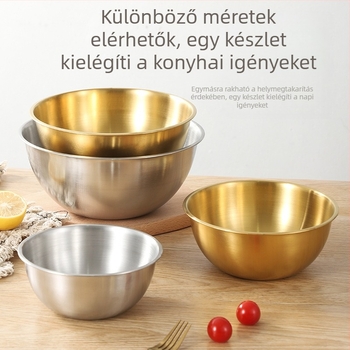 Rozsdamentes acél koreai salátástál tojástál mérleggel, sütő- és háztartási főzőmedence hideg keverőmedence hideg tésztatál