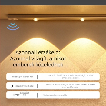 Intelligens LED emberi testérzékelős fény macskaszem domb fénycsík újratölthető, öntapadós ruhásszekrény borszekrény szekrény fénycsík hordozható