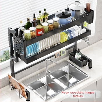Mosogató lefolyótartó tárolóállvány konyhai rozsdamentes acél teleszkópos lefolyó edénytartó edénytartó edénytartó