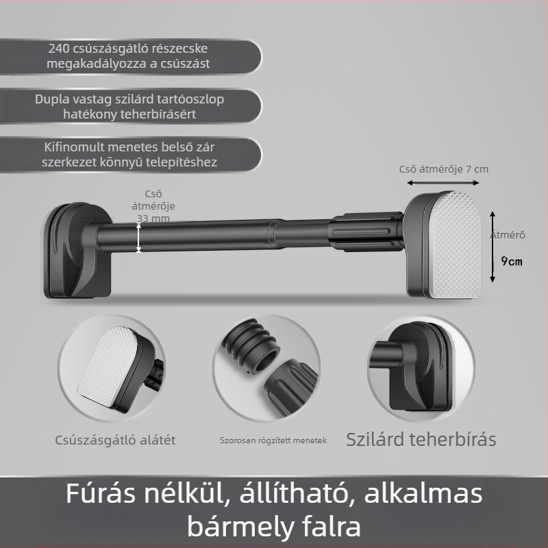 Erkélyes ütésmentes szárítóállvány Teleszkópos rúd Háztartási függönytartó Rozsdamentes acél cső rögzítése Egyetlen hűvös ruhák védelme