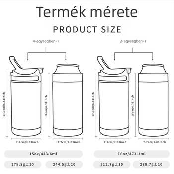 16oz-os űrkupak 4 az 1-ben kólásdoboz 304 rozsdamentes acélból Gyermek termoszpohár hordozható, kísérő kávéscsésze hely