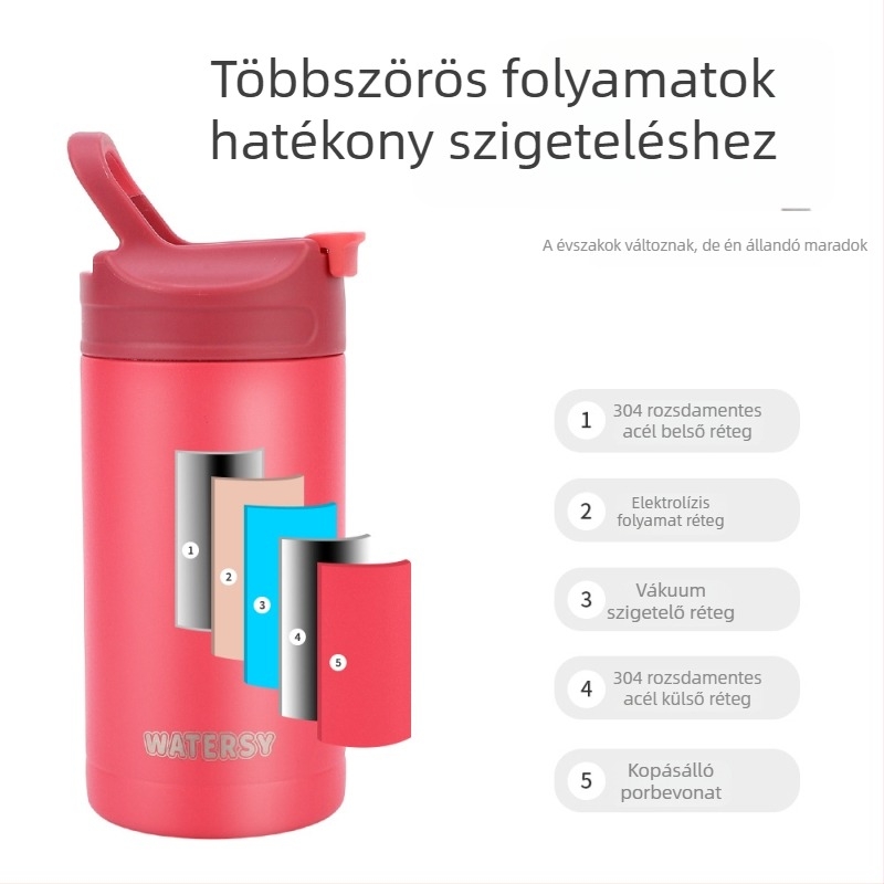16oz-os űrkupak 4 az 1-ben kólásdoboz 304 rozsdamentes acélból Gyermek termoszpohár hordozható, kísérő kávéscsésze hely