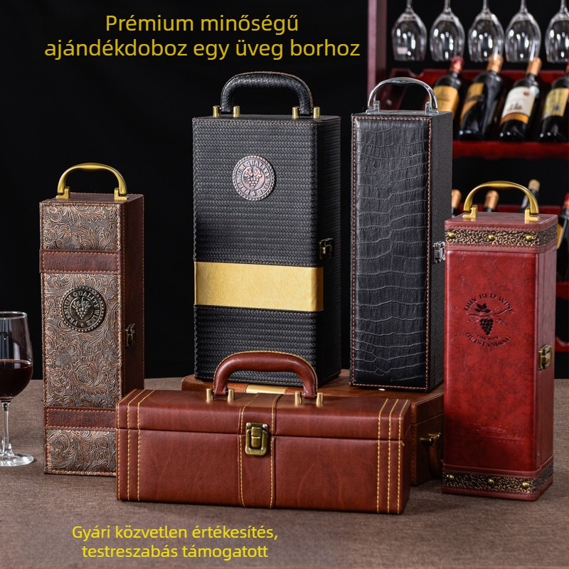 Vörösboros csomagolás ajándékdoboz egyetlen 2 pár bőrdoboz kiváló minőségű bor üres doboz doboz folt high-end