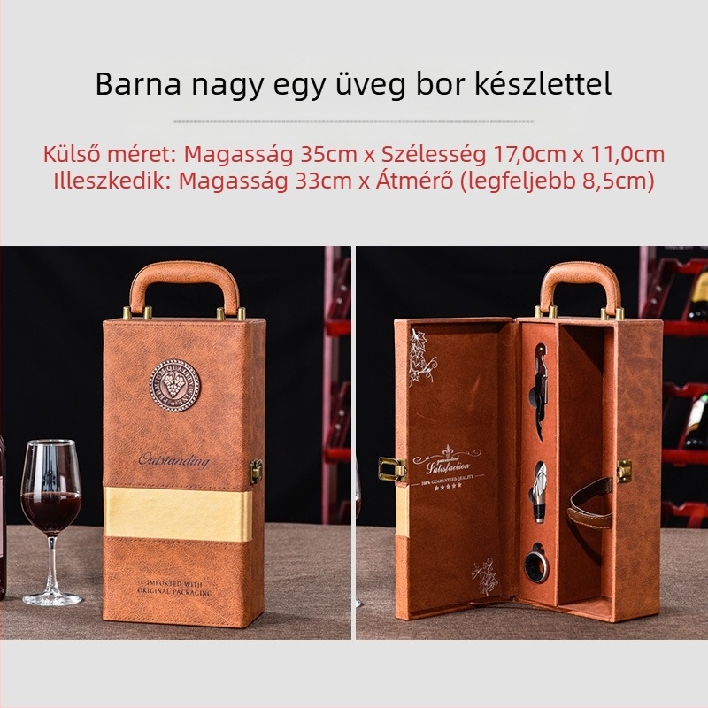 Vörösboros csomagolás ajándékdoboz egyetlen 2 pár bőrdoboz kiváló minőségű bor üres doboz doboz folt high-end