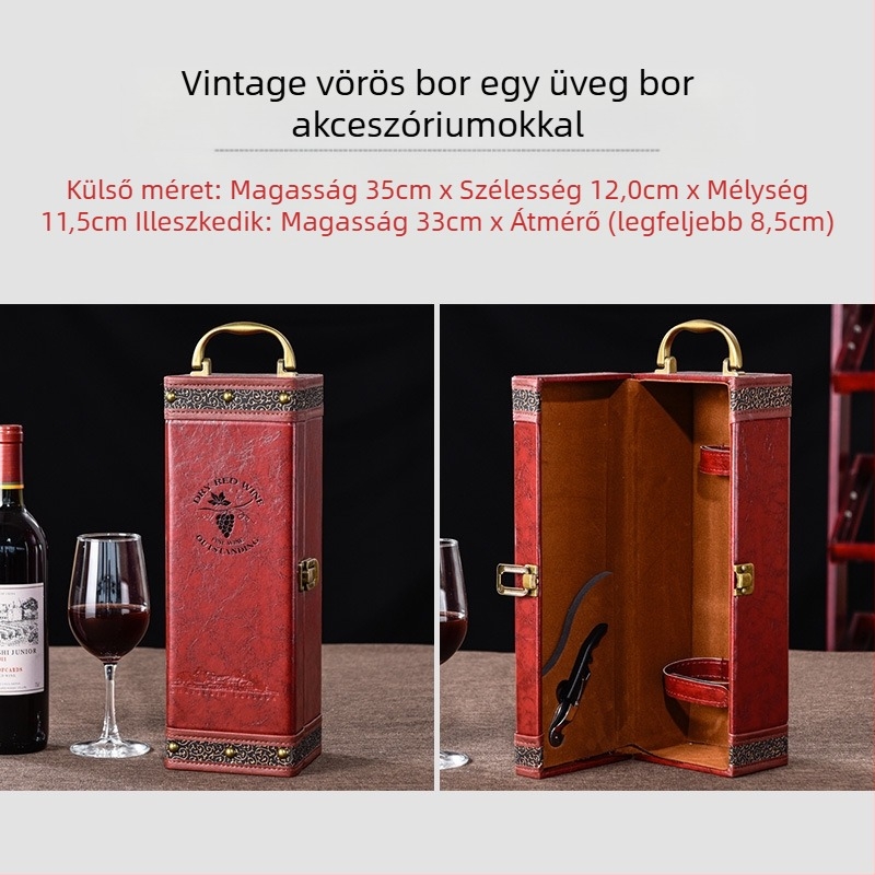 Vörösboros csomagolás ajándékdoboz egyetlen 2 pár bőrdoboz kiváló minőségű bor üres doboz doboz folt high-end