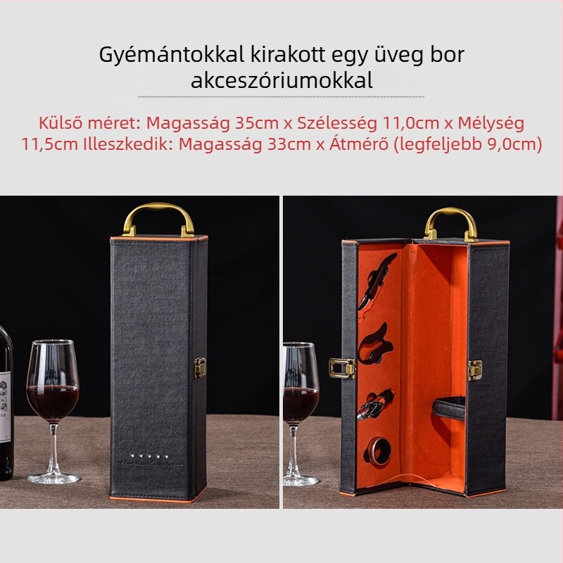 Vörösboros csomagolás ajándékdoboz egyetlen 2 pár bőrdoboz kiváló minőségű bor üres doboz doboz folt high-end