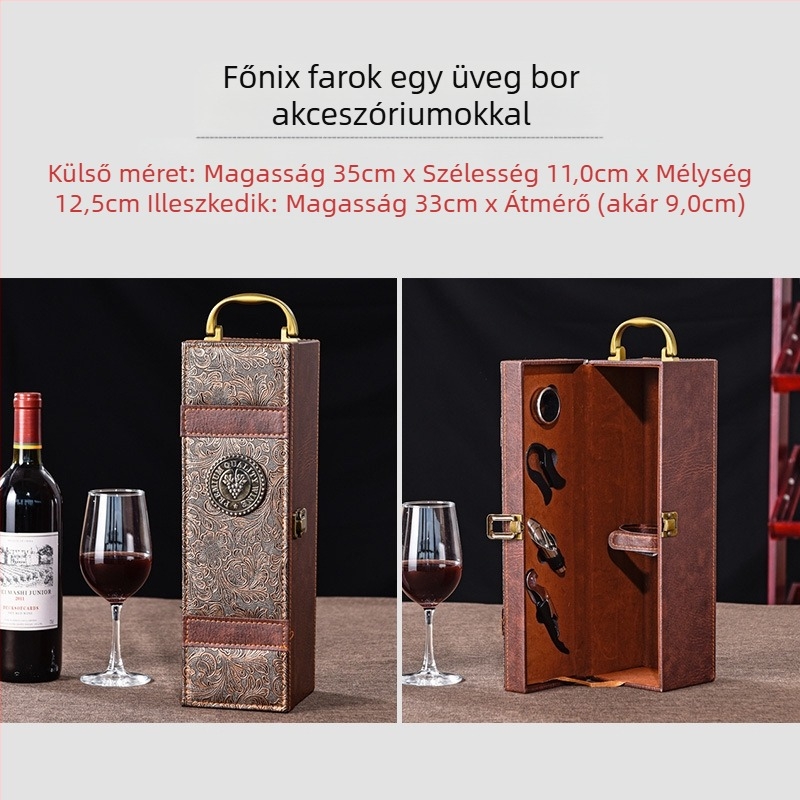 Vörösboros csomagolás ajándékdoboz egyetlen 2 pár bőrdoboz kiváló minőségű bor üres doboz doboz folt high-end