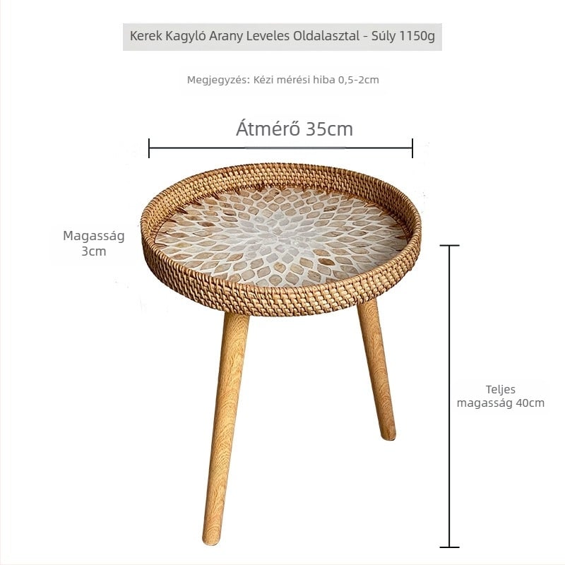Rattan kézzel szőtt színes, többstílusú tálca lábakkal, háztartási, kiváló minőségű, könnyű, luxus kagylótálca, kis oldalsó asztal