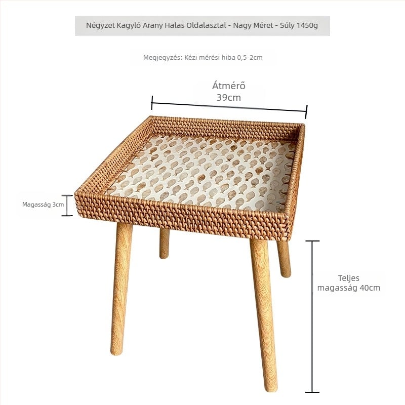 Rattan kézzel szőtt színes, többstílusú tálca lábakkal, háztartási, kiváló minőségű, könnyű, luxus kagylótálca, kis oldalsó asztal