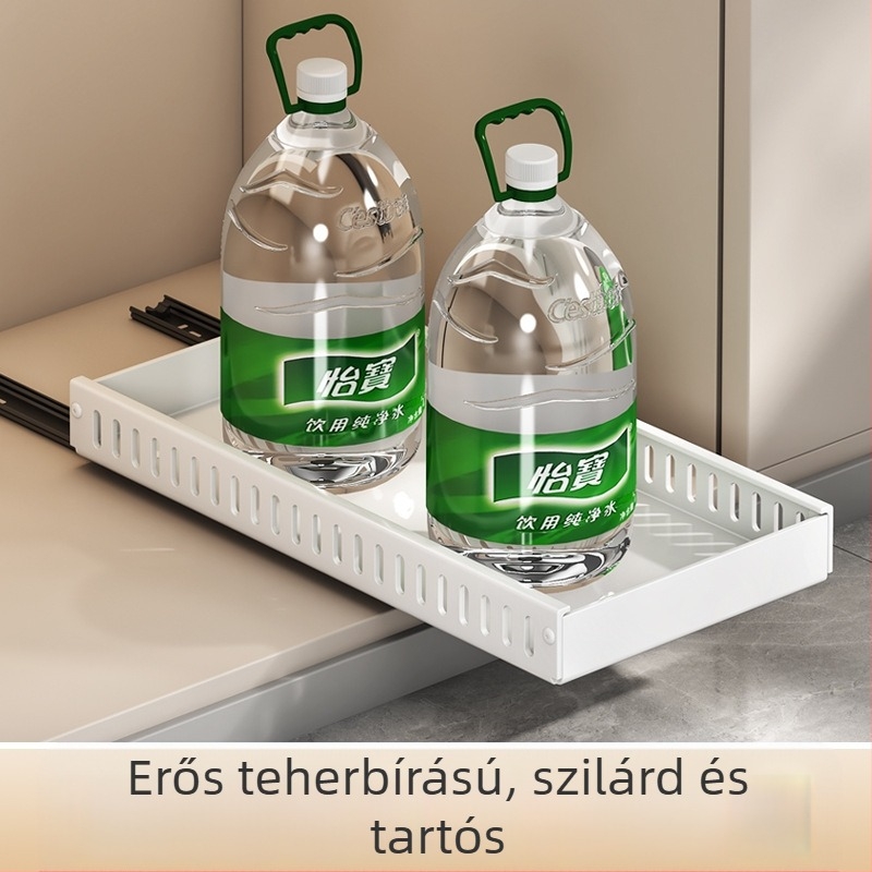 Konyhai tároló edényfedő állvány, állítható edényhelyező edénytartó, pultszekrény, tányér, kihúzható tárolóállvány