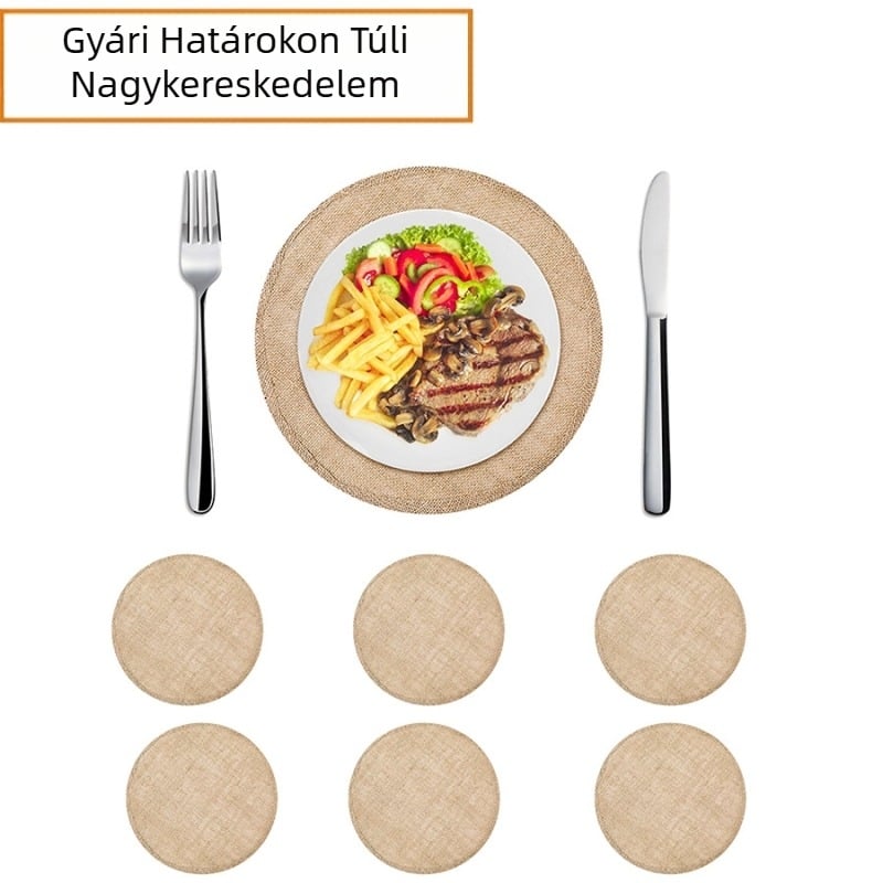 Gyári nagykereskedelmi határokon átnyúló pásztori szél durva kender kerek alátét alátétek éttermi bankett esküvői lakberendezéshez