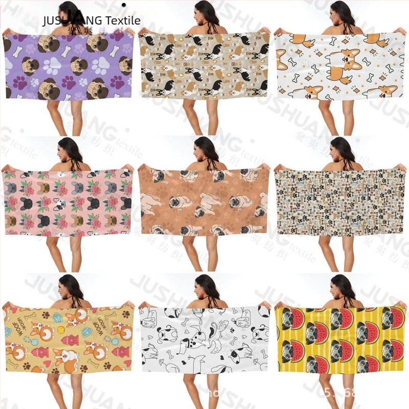 Kutya strandtörölköző, fürdőlepedő, nagykereskedelem, mikroszálas, digitális nyomtatás, hordozható, gyorsan száradó, nedvszívó, Amazon Hiptone Cross