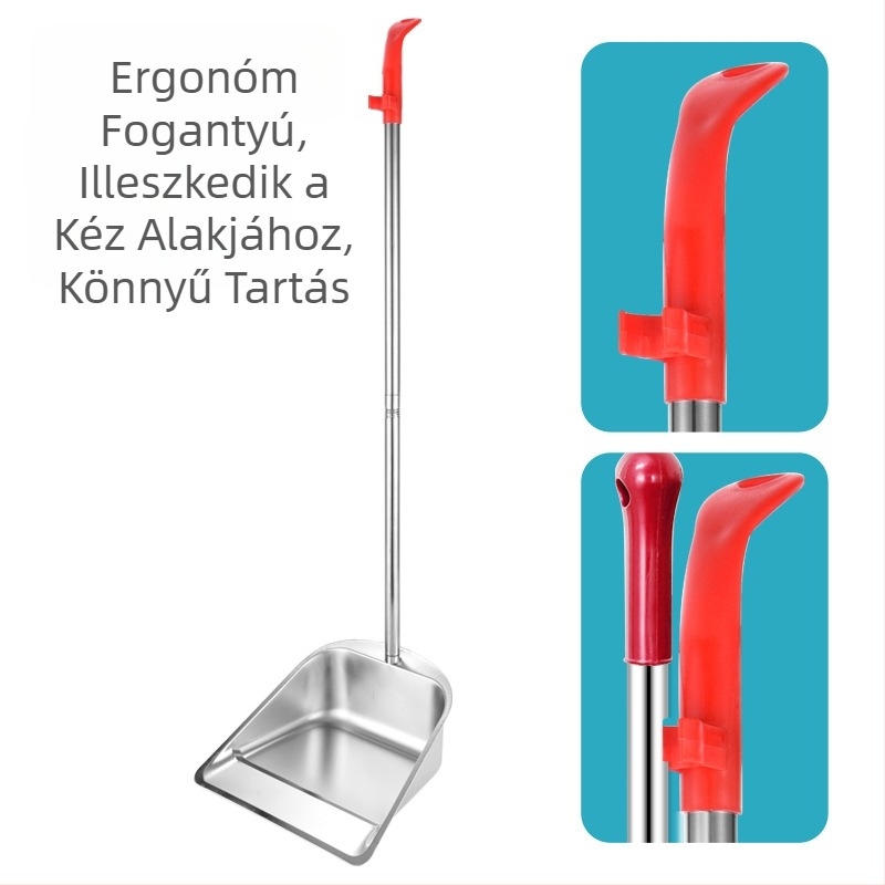 Új rozsdamentes acél szemeteslapát vastagított szemetesvödör háztartási kültéri tisztítóvödör szemeteslapát úttisztító eszköz vödör