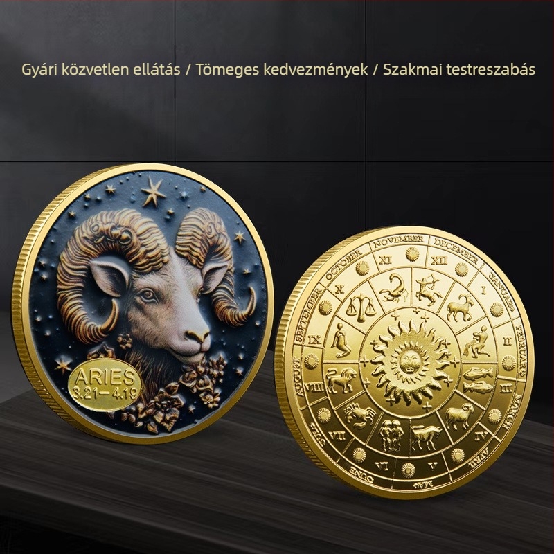 Tizenkét csillagkép emlékérme külkereskedelmi fém színes domborműves emlékérmek csillagkép gyűjtemény érmék határokon átnyúló beszállítók