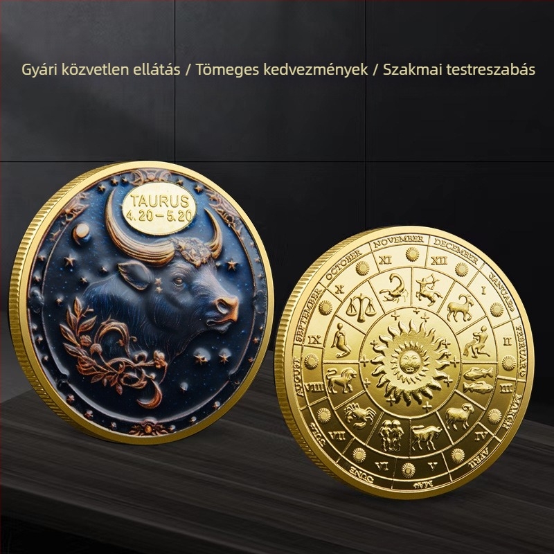 Tizenkét csillagkép emlékérme külkereskedelmi fém színes domborműves emlékérmek csillagkép gyűjtemény érmék határokon átnyúló beszállítók