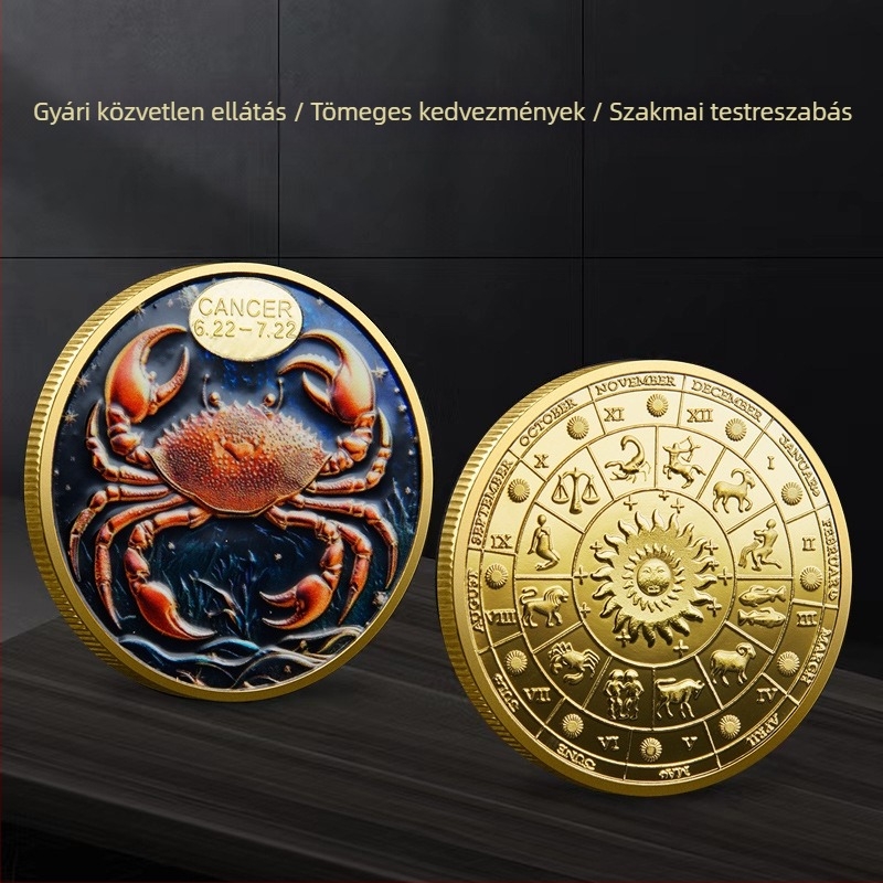 Tizenkét csillagkép emlékérme külkereskedelmi fém színes domborműves emlékérmek csillagkép gyűjtemény érmék határokon átnyúló beszállítók